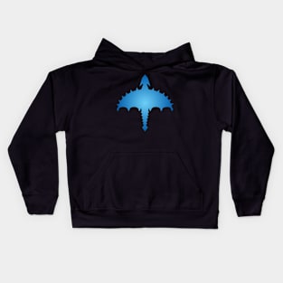 Blue Abstract Digital Cyber Heavy Metal Dragon Design Kids Hoodie